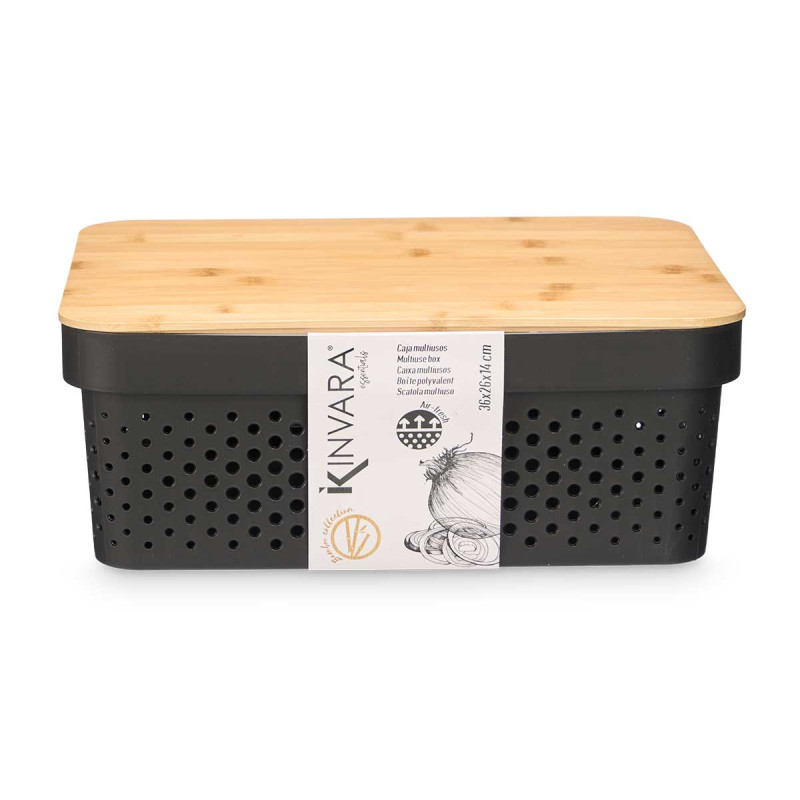 MULTIUSE BOX BAMBOO LID MEDIUM BLACK 14CM