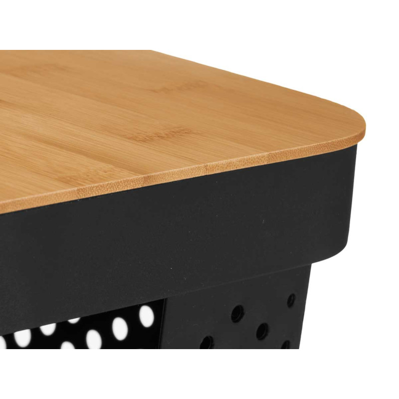 SCATOLA MULTIUSO FORATA TAPPO BAMBU MED NER 14CM
