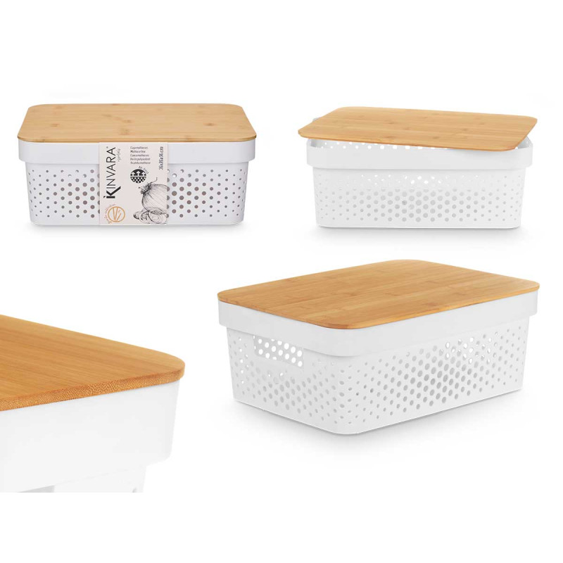 MULTIUSE BOX BAMBOO LID MEDIUM WHITE 14CM