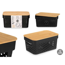 SCATOLA MULTIUSO FORATA TAPPO BAMBU PIC NERA 12CM