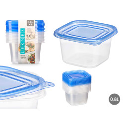 SET 8 LUNCH BOXES SQUARE LID