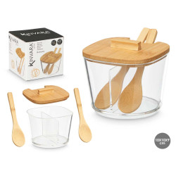 BAMBOO DOUBLE LID SUGAR BOWL
