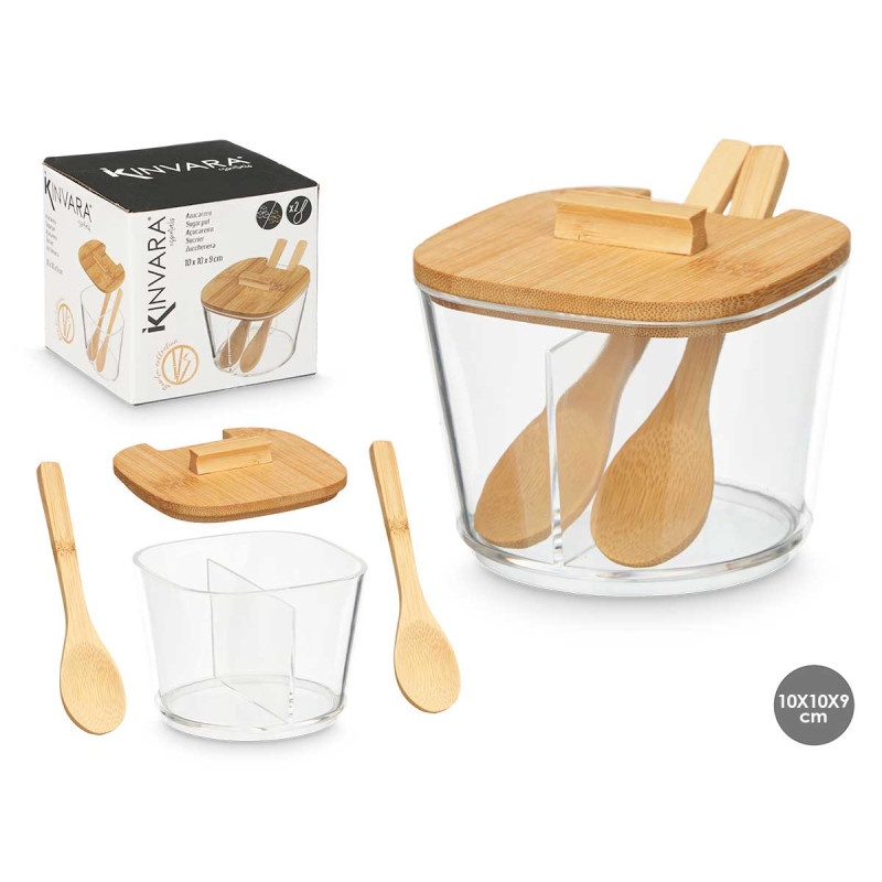 BAMBOO DOUBLE LID SUGAR BOWL