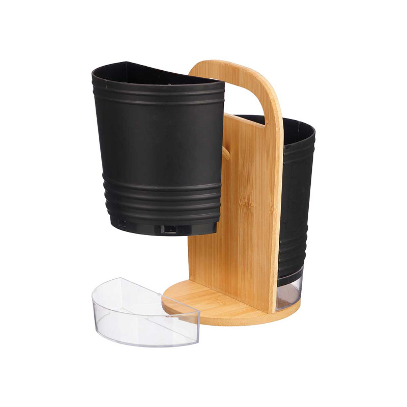 DOUBLE HANDLE UTENSIL HOLDER BLACK