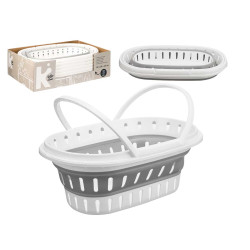 OVAL BASKET WITH FOLDING HANDLES