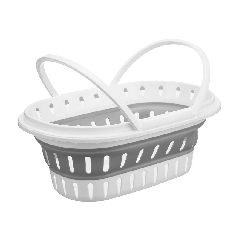 OVAL BASKET WITH FOLDING HANDLES