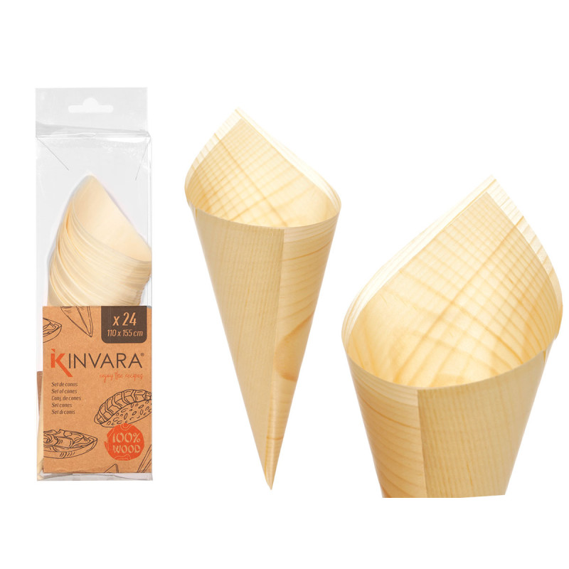 SET 24 WOODEN CONES SMALL