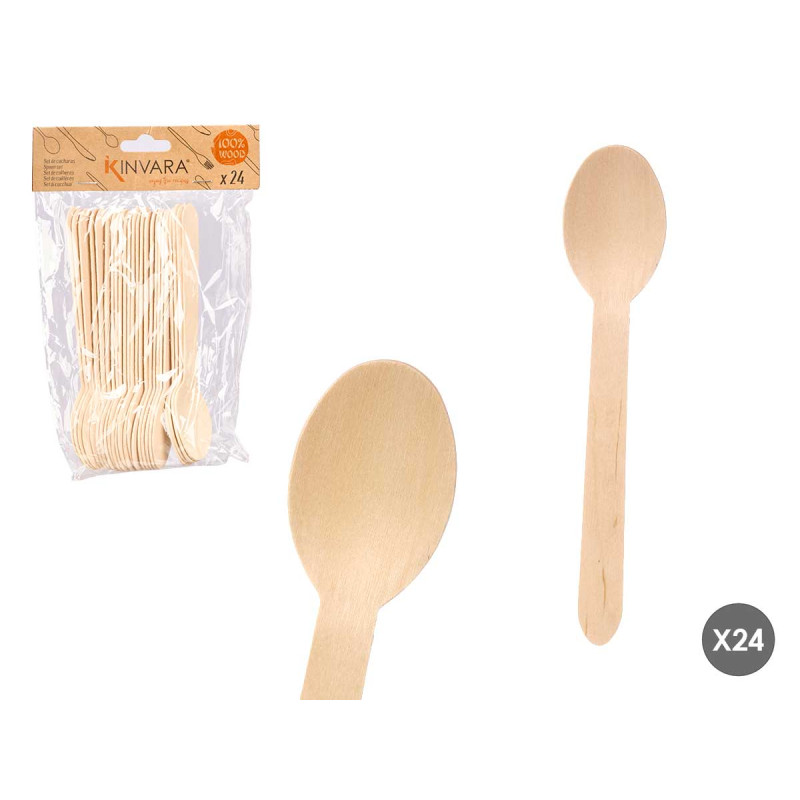 SET 24 CUCHARAS MADERA