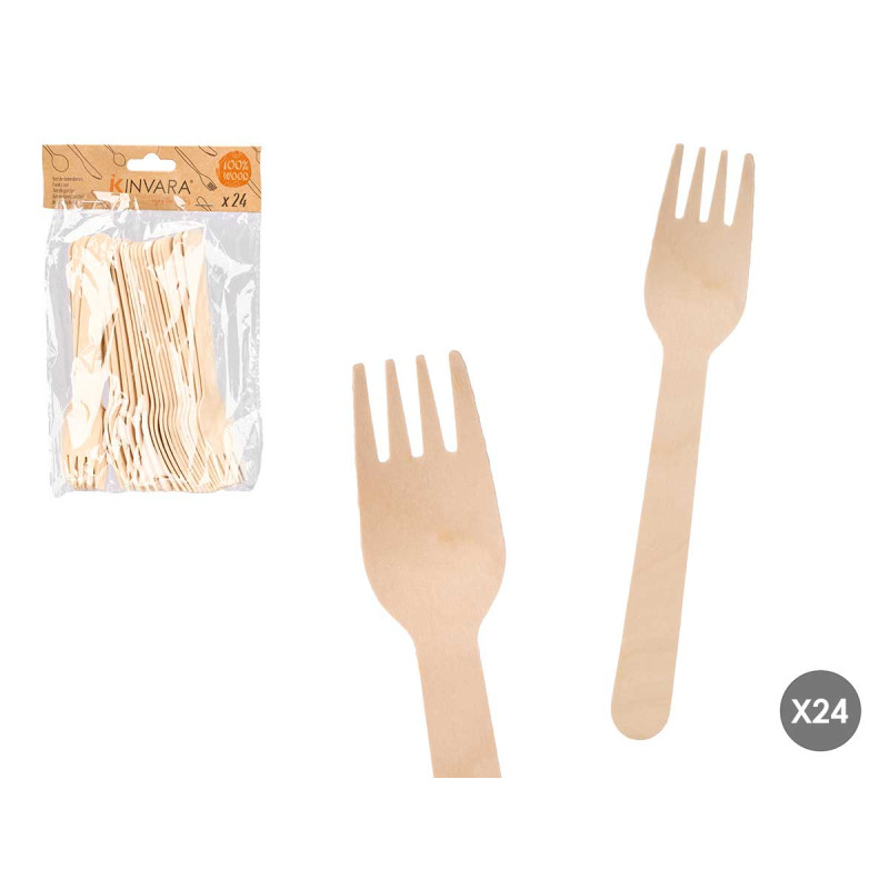SET 24 FOURCHETTES  BOIS