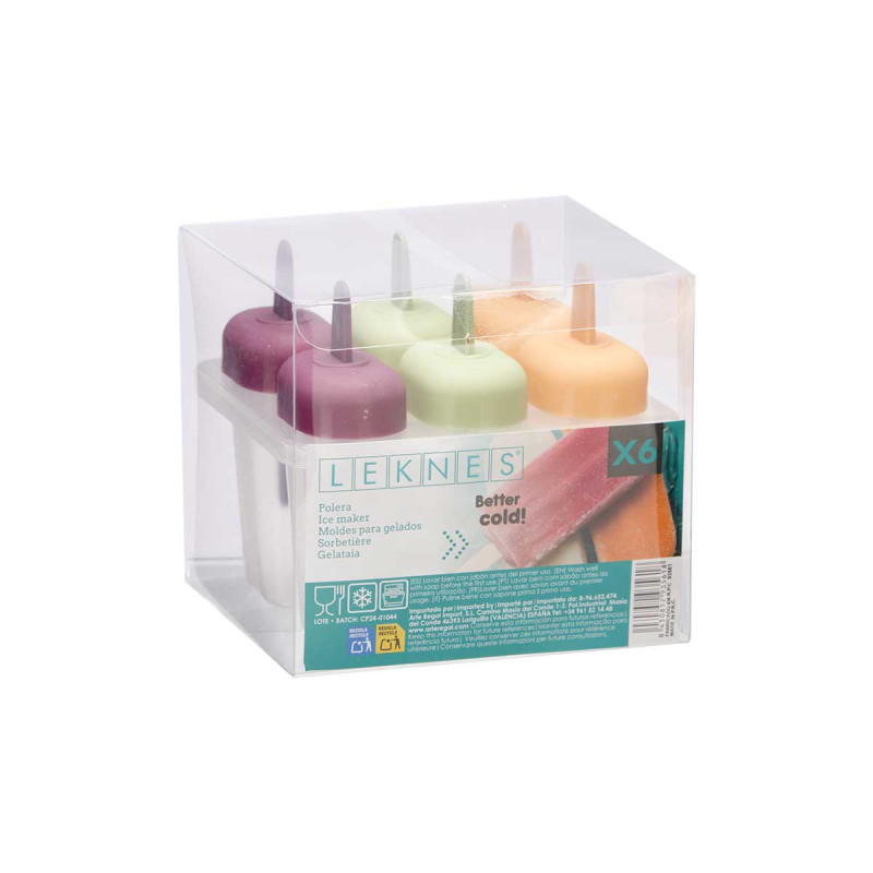 MOLDE GELADO 6 UNIDADES SORT 3 CORES