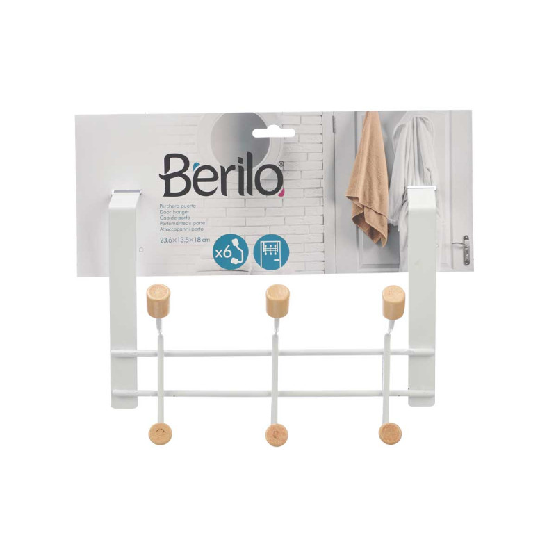 PERCHA 6 POMOS PUERTA BLANCA