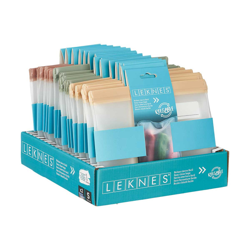 SET 2 EASY CLOSE BAGS ASSORTED 3 COLOURS SMALL