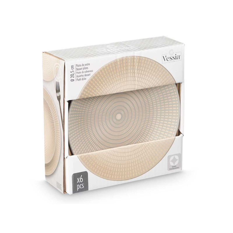 PRATO SOBREMESA 20,5CM GRAVADO CINZENTO