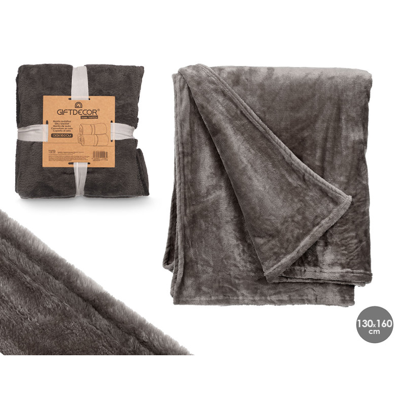 COUVERTURE EN SOIE GRIS FONCÉ 130X160CM
