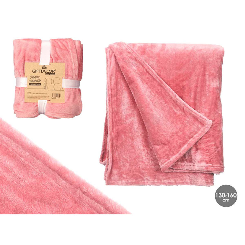 COUVERTURE EN SOIE ROSE 130X160CM