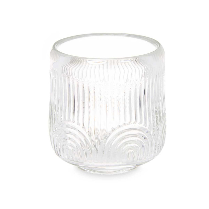CANDLEHOLDER LARGE TRANSPARENT CIRCLE STRIPE