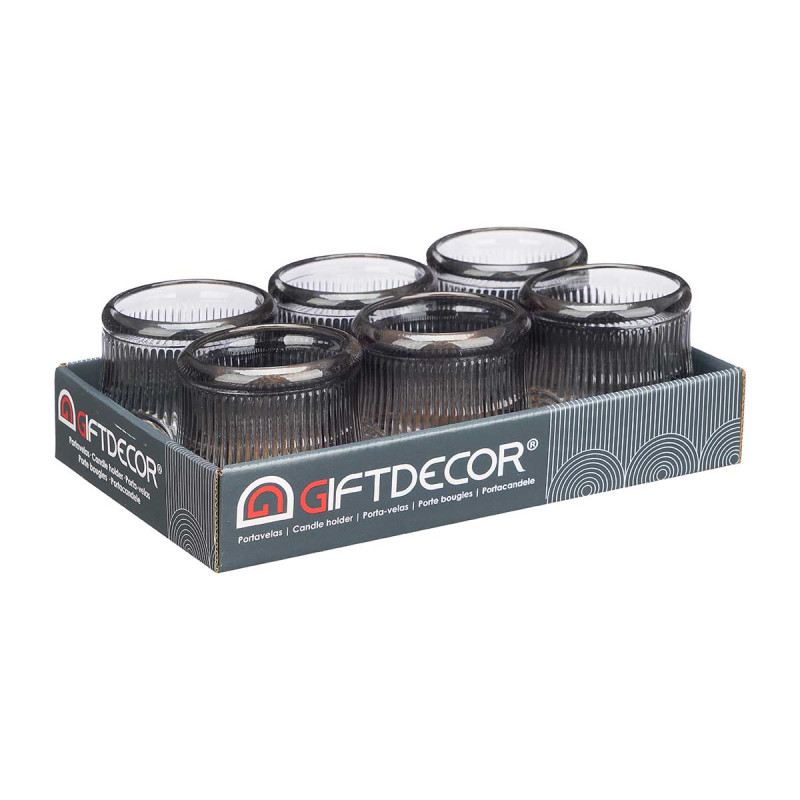 BOUGEOIR CERCLE RAYURE GRAND GRIS