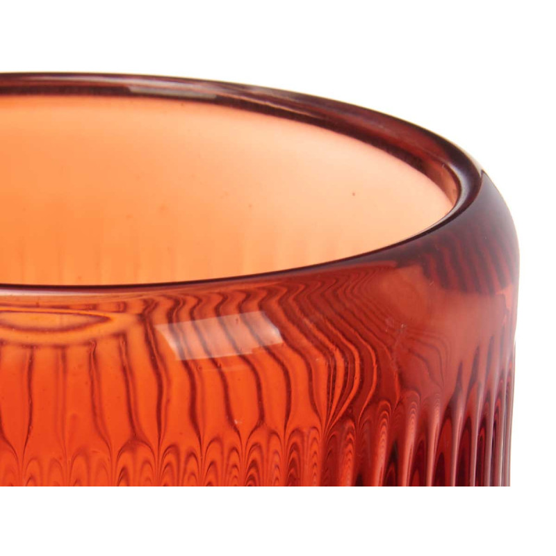 CANDLEHOLDER LARGE RUSSET CIRCLE STRIPE