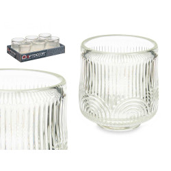 SUPORTE VELAS RISCAS PEQ TRANSPARENTE