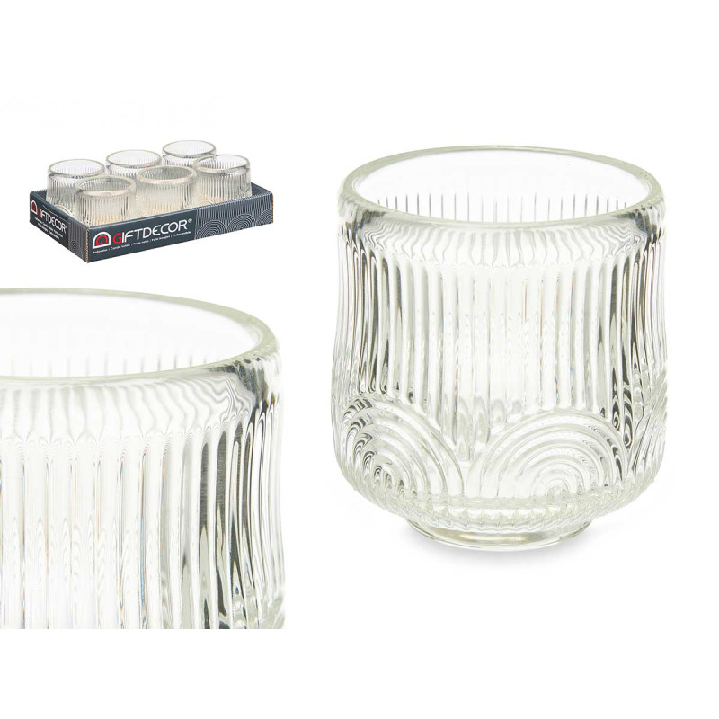 CANDLEHOLDER SMALL TRANSPARENT CIRCLE STRIPE