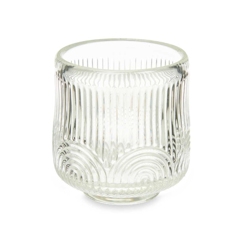 CANDLEHOLDER SMALL TRANSPARENT CIRCLE STRIPE