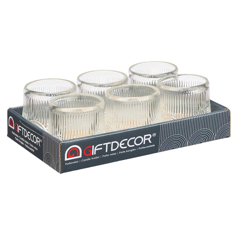 CANDLEHOLDER SMALL TRANSPARENT CIRCLE STRIPE