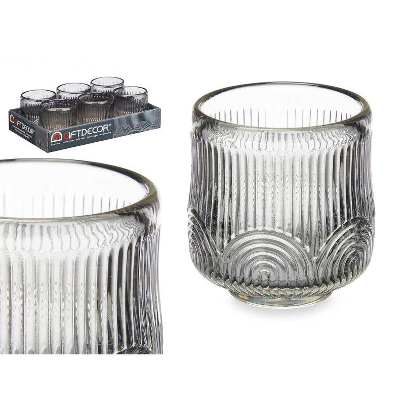 SUPORTE VELAS RISCAS PEQ CINZENTO