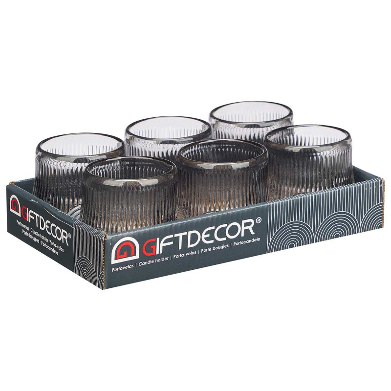 BOUGEOIR CERCLE RAYURE PETIT GRIS
