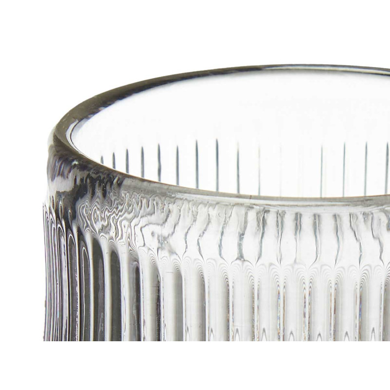 CANDLEHOLDER SMALL GREY CIRCLE STRIPE