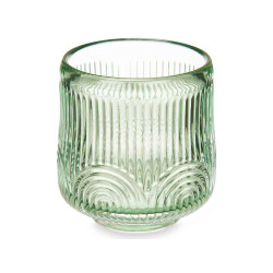 CANDLEHOLDER SMALL GREEN CIRCLE STRIPE