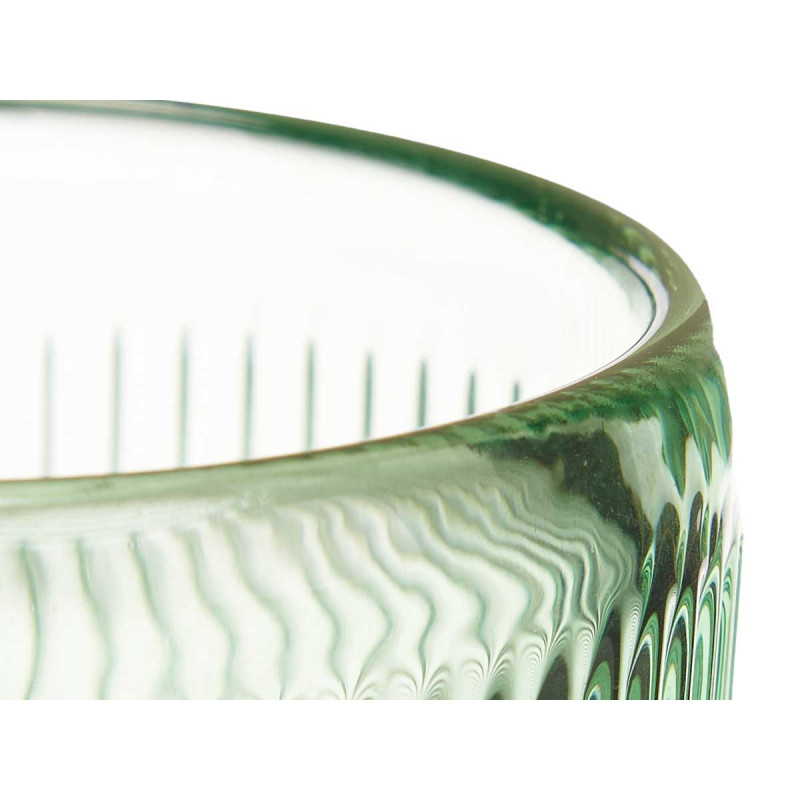 CANDLEHOLDER SMALL GREEN CIRCLE STRIPE
