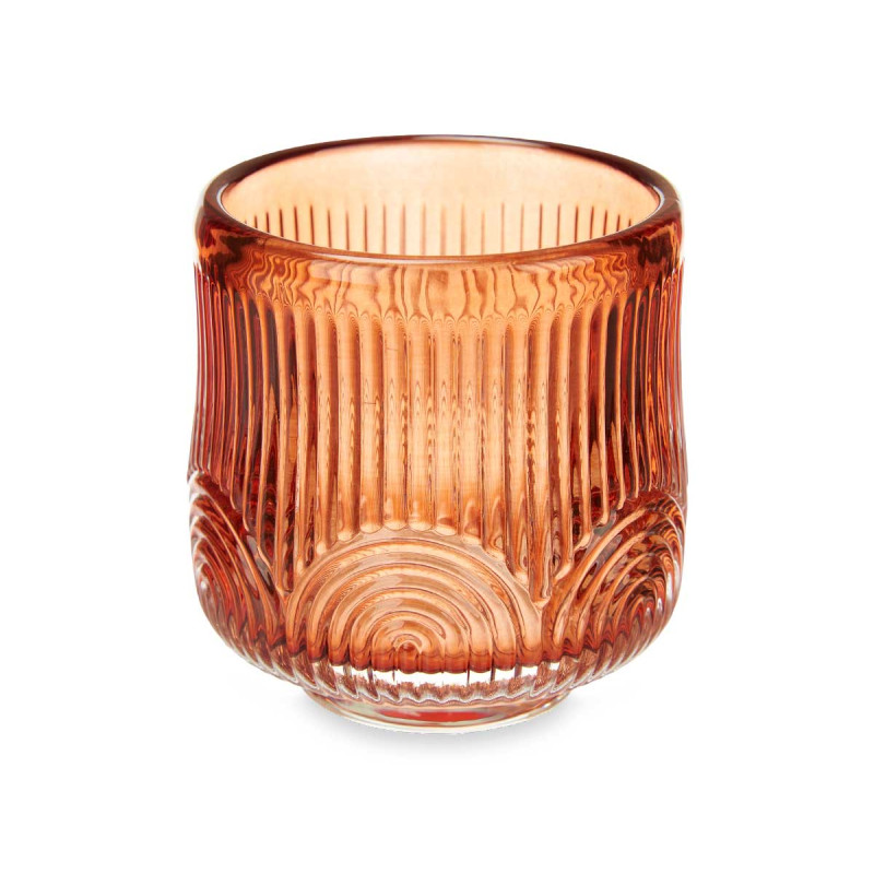 CANDLEHOLDER SMALL RUSSET CIRCLE STRIPE