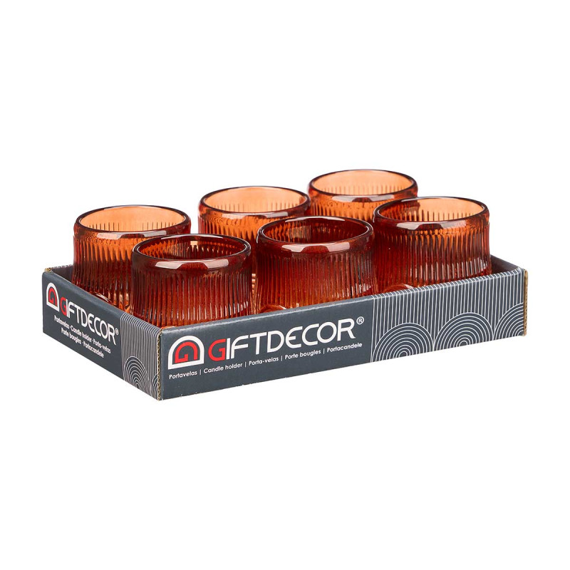 BOUGEOIR CERCLE RAYURE PETIT COULEUR TUILE