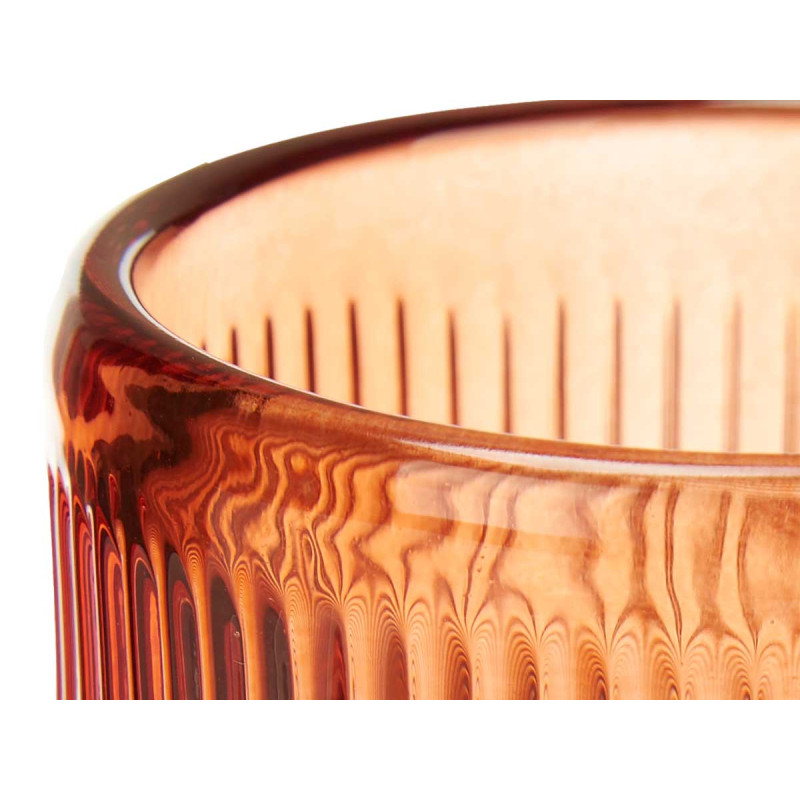 CANDLEHOLDER SMALL RUSSET CIRCLE STRIPE