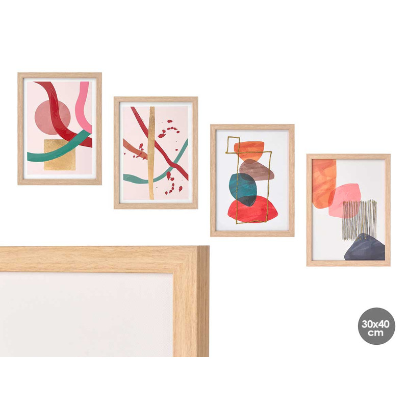 NATURAL CANVA FRAME ABSTRACT ASSORTED 4 30X40