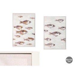 QUADRO TELA CORNICE BIANCA PESCE ARGEN ASS 2 82X12