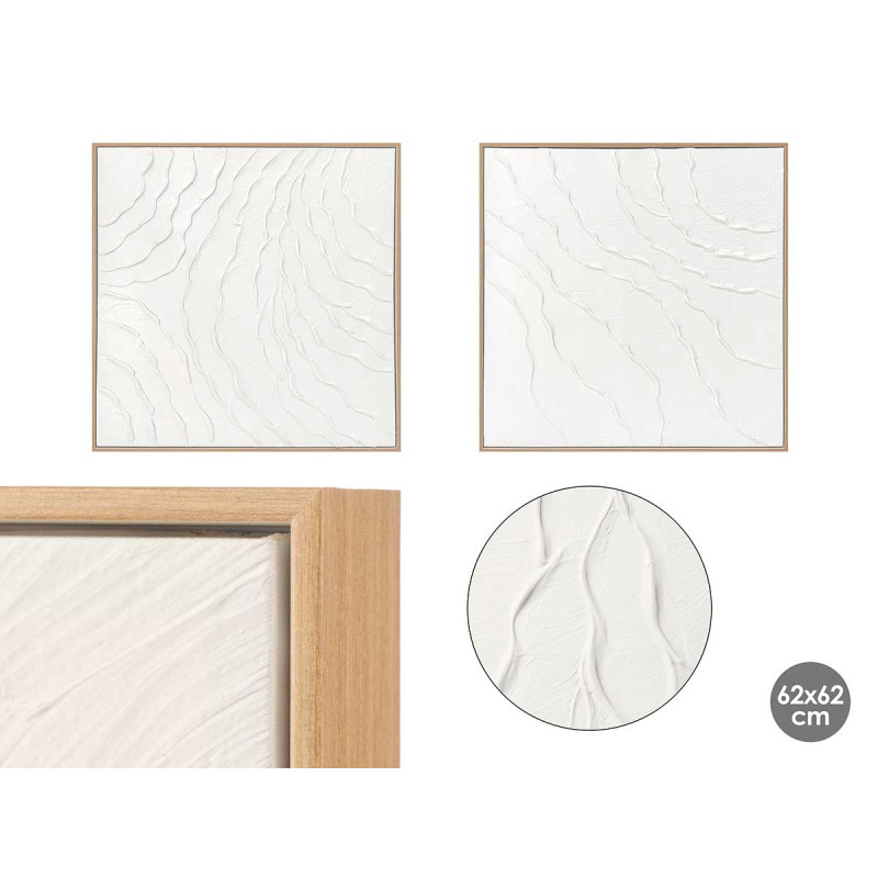 NATURAL CANVA FRAME WAVE SQUARED ASSORTED 2 62X62