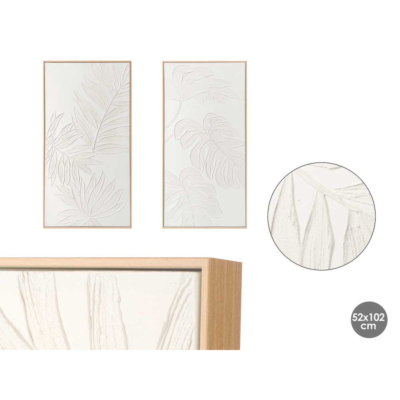 TABLEAU TOILE CADRE NATUREL FEUILLE ASRT 2 52X102