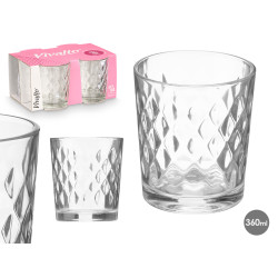 SET 4 CUPS DIAMOND GLASS 360 ML