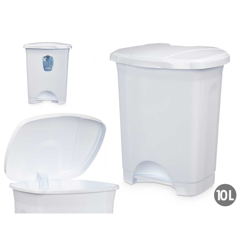 BALDE DO LIXO PLASTICO COM PEDAL 10L BRANCO