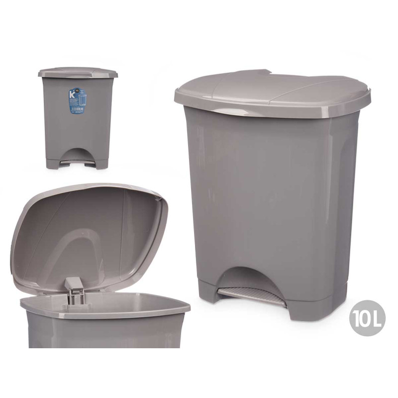 POUBELLE À PÉDALE EN PLASTIQUE 10L GRIS