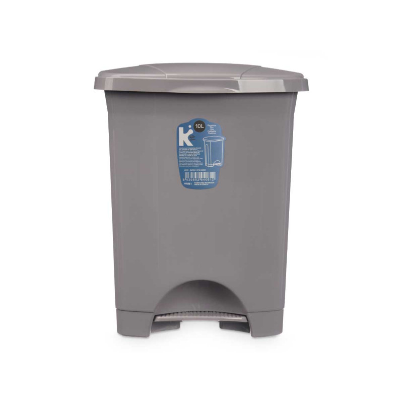 BALDE DO LIXO PLASTICO COM PEDAL 10L CINZENTO