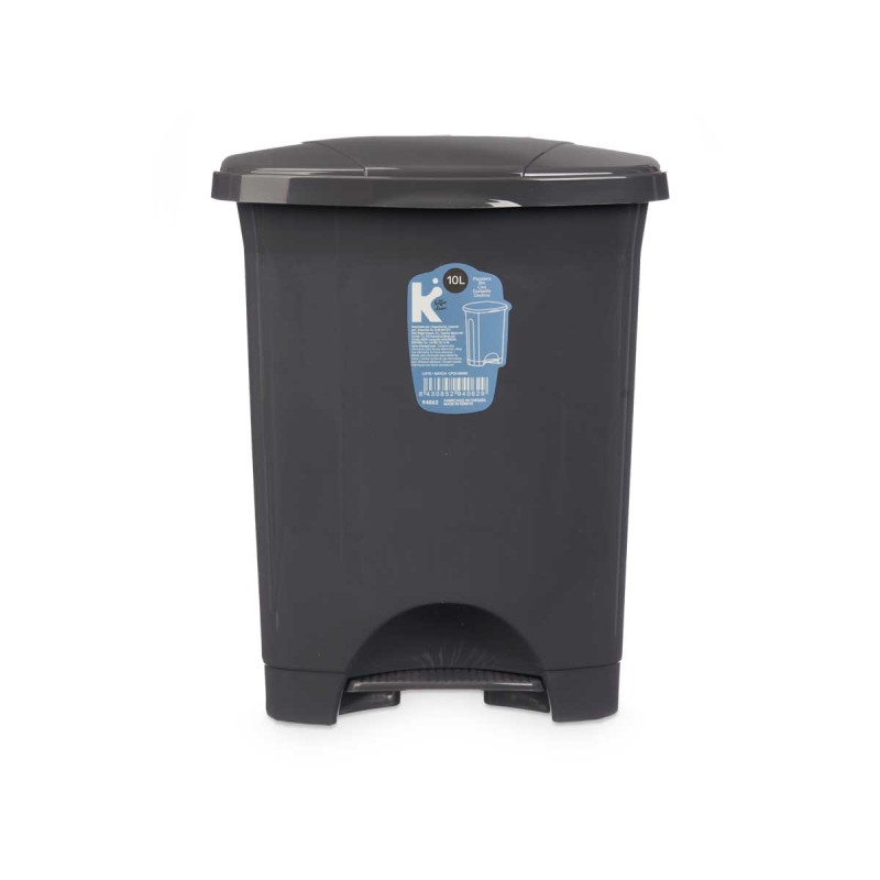 BALDE DO LIXO PLASTICO COM PEDAL 10L ANTRACITE