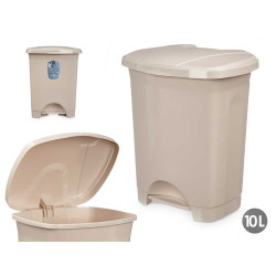 BALDE DO LIXO PLASTICO COM PEDAL 10L BEGE
