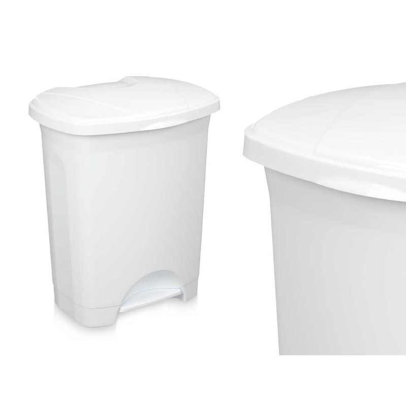 POUBELLE À PÉDALE EN PLASTIQUE 30L BLANC