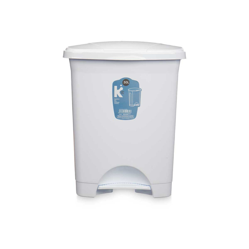 BALDE DO LIXO PLASTICO COM PEDAL 30L BRANCO