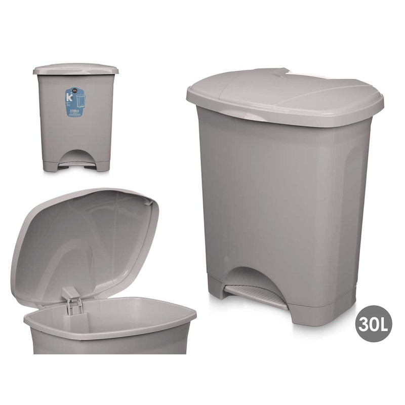 PLASTIC PEDAL BIN 30L GREY