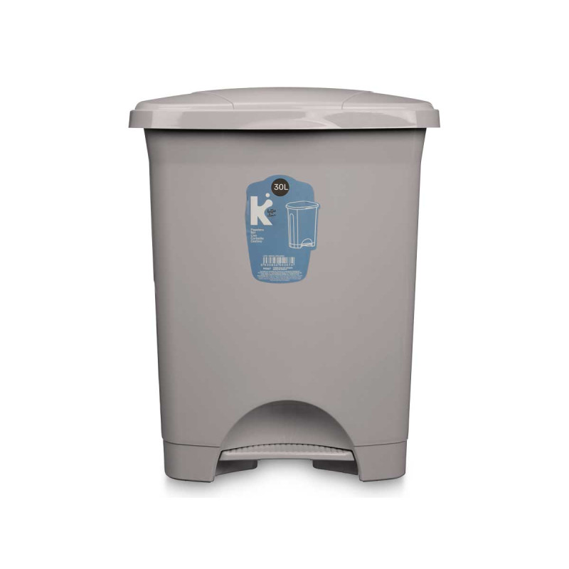 BALDE DO LIXO PLASTICO COM PEDAL 30L CINZENTO