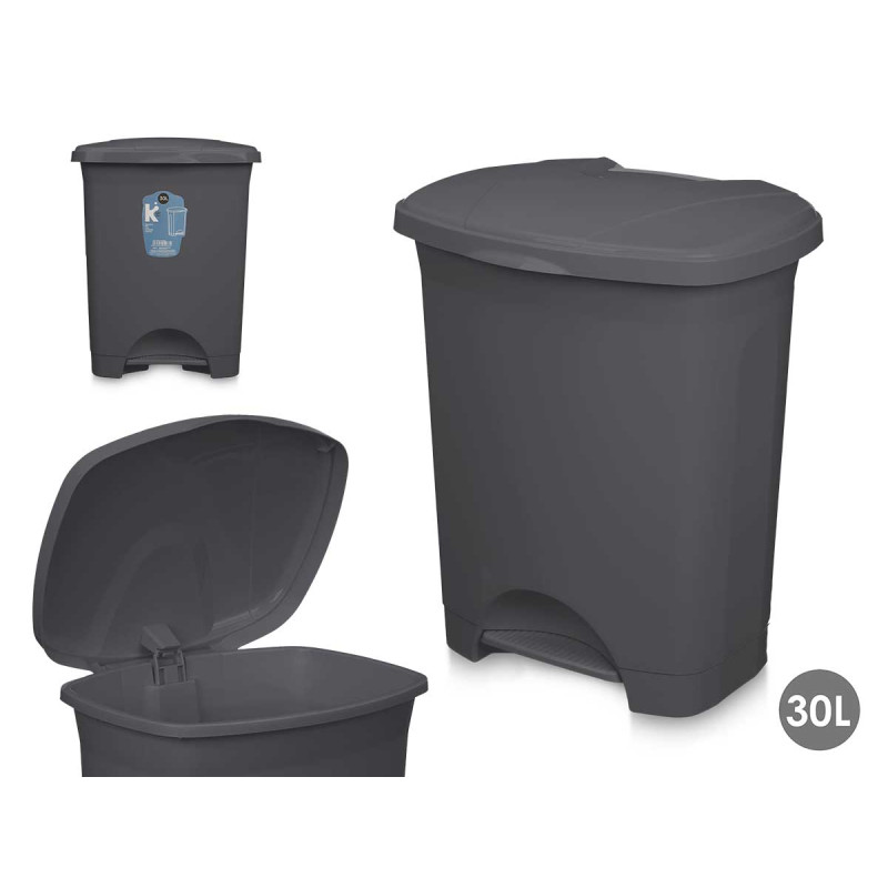 BALDE DO LIXO PLASTICO COM PEDAL 30L ANTRACITE