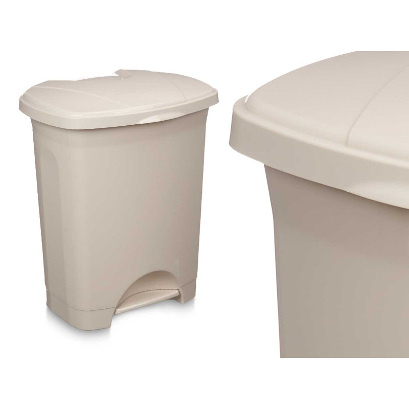 BALDE DO LIXO PLASTICO COM PEDAL 30L BEGE